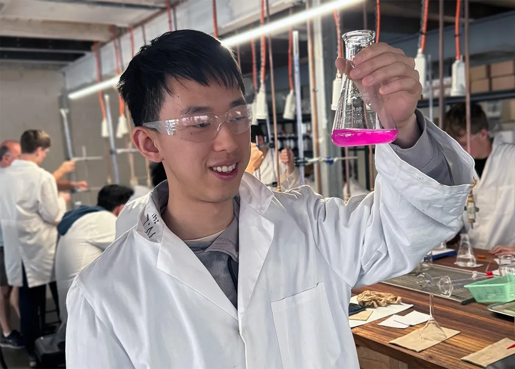 Anthony in the school chemistry lab